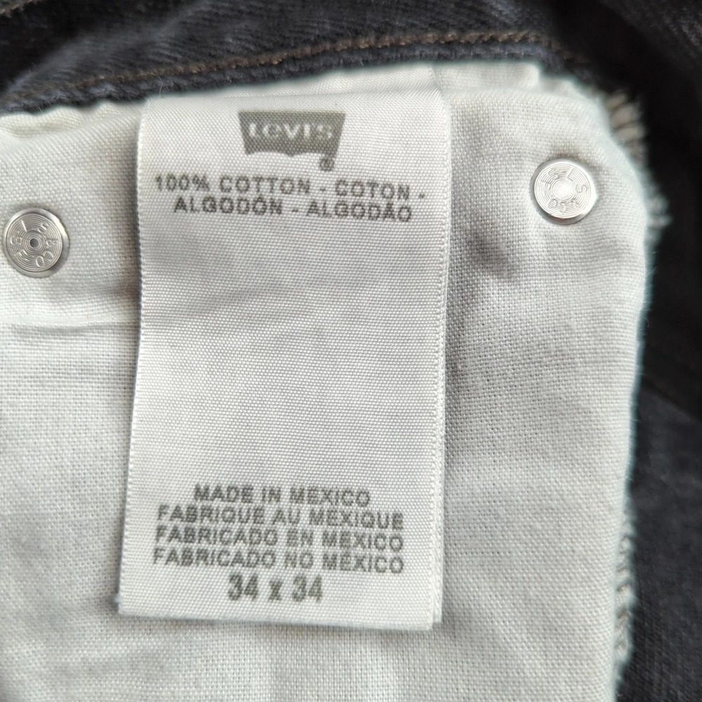 Vintage Levis Jeans 34x34 (Fits 32x30) Black Slim Straight Denim Pants Y2K EUC - Picture 5 of 12